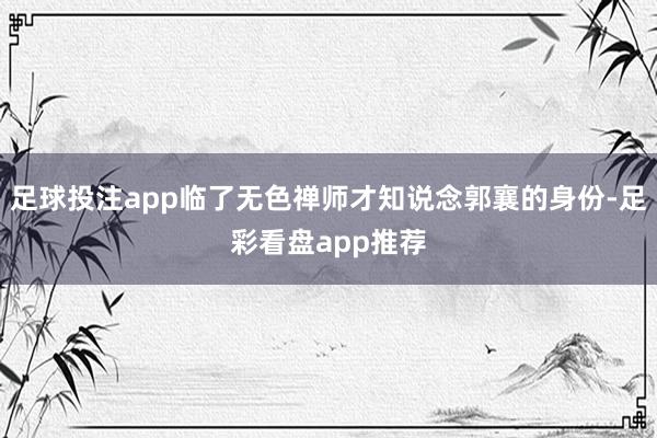 足球投注app临了无色禅师才知说念郭襄的身份-足彩看盘app推荐