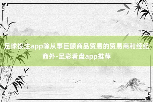 足球投注app除从事巨额商品贸易的贸易商和经纪商外-足彩看盘app推荐
