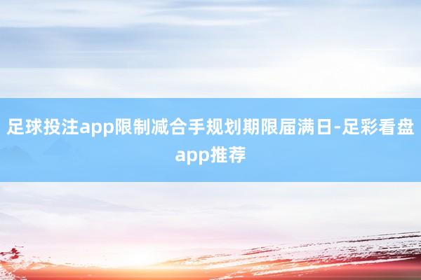 足球投注app限制减合手规划期限届满日-足彩看盘app推荐
