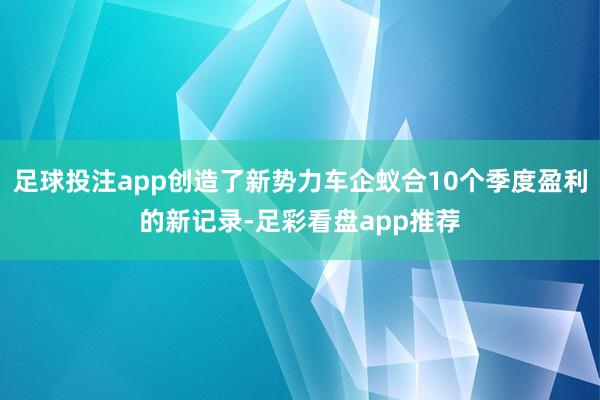 足球投注app创造了新势力车企蚁合10个季度盈利的新记录-足彩看盘app推荐