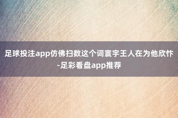 足球投注app仿佛扫数这个词寰宇王人在为他欣忭-足彩看盘app推荐